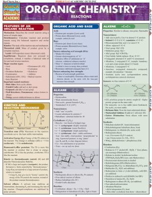 Organic Chemistry Reactions Study Aid (SKU 12746149101)