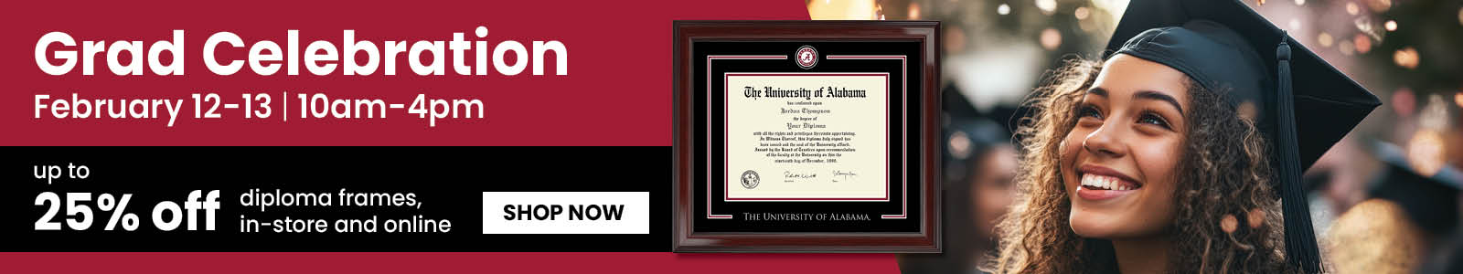  Graduates - celebrate with savings  - order your cap and gown along with select Church Hill Classics Diploma Frames and receive 25% off the package deal - or 20% off select frame-only orders.