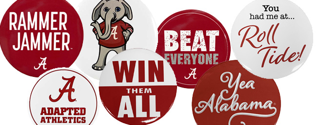 Gear up for #collegecolorsday with all Bama, even buttons.