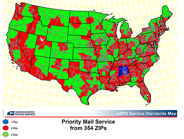 USPS shipping transit time by state