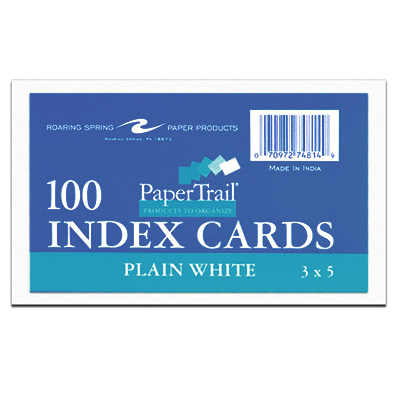 Index Card 3 X 5 Plain White (SKU 10166499213)