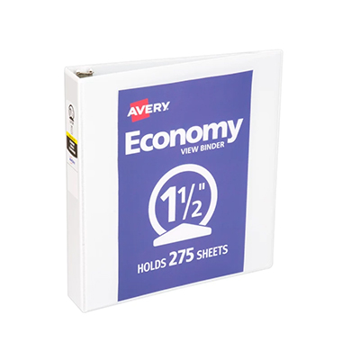 Binder 1-1/2" White Economy View Round Ring