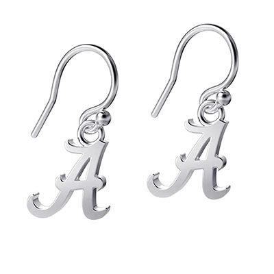 Earring Silvertone Script A