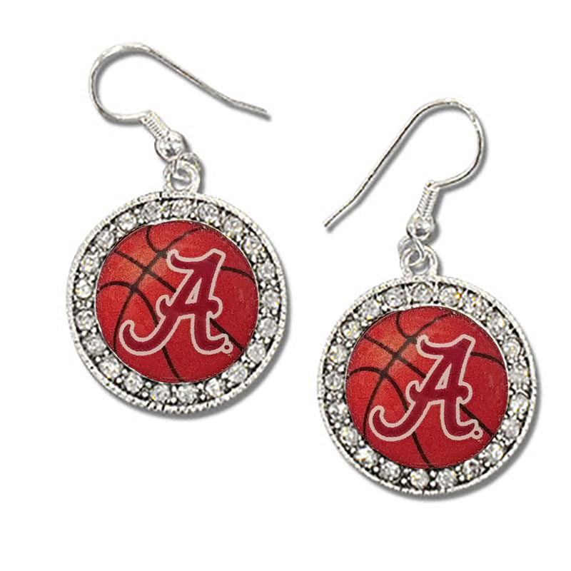 Alabama Domed Basketball Earrings Round