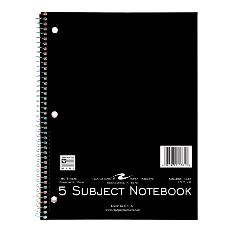Wirebound Notebook 5 Subject College Rule (SKU 13004613213)