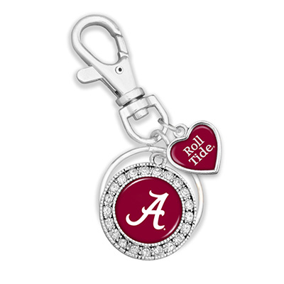 Alabama Circle Logo With Rolltide Heart Keychain