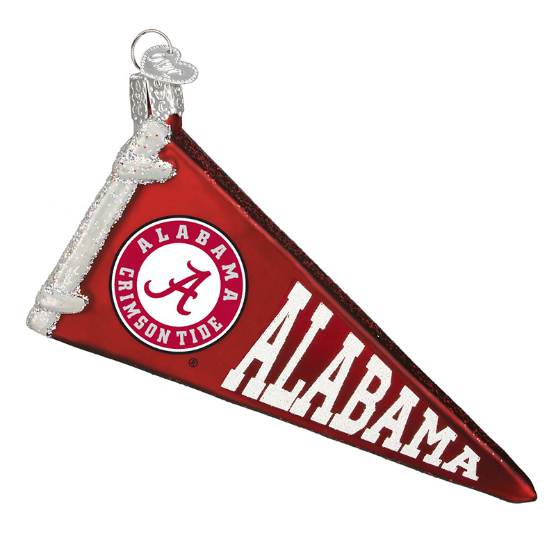 Alabama Pennant Ornament With Glitter