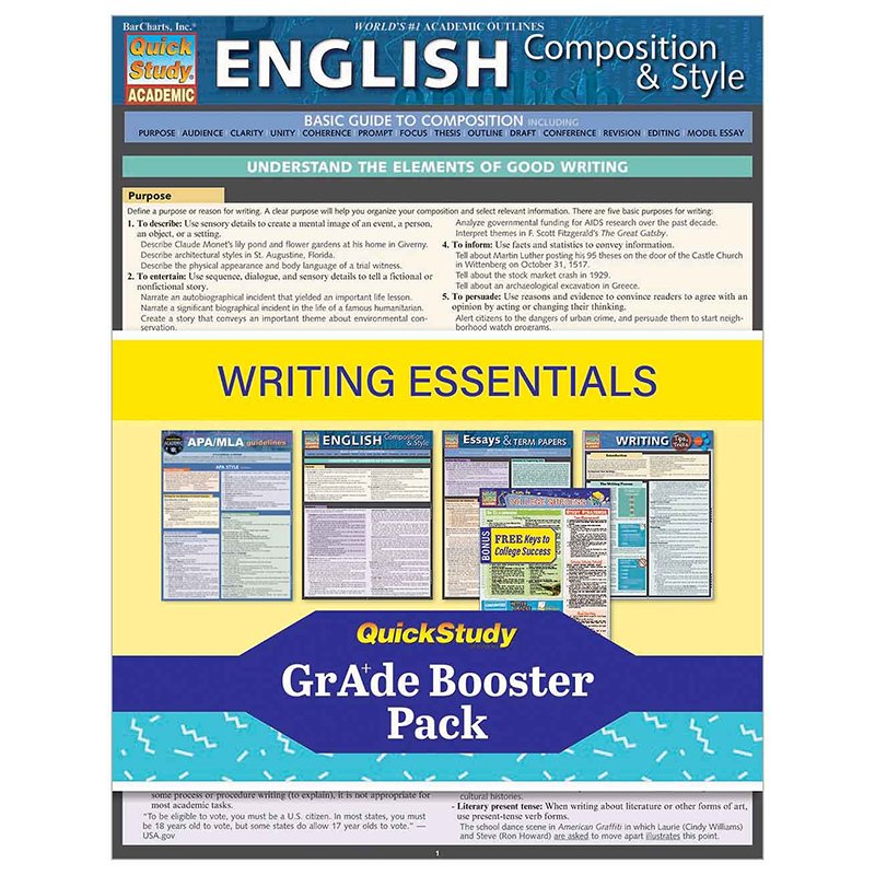 Writing Essentials Grade Booster Pack Study Aid