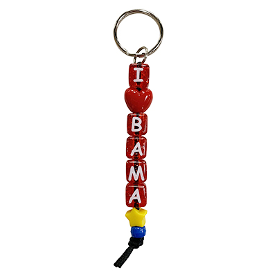 I Love Bama Beaded Keychain