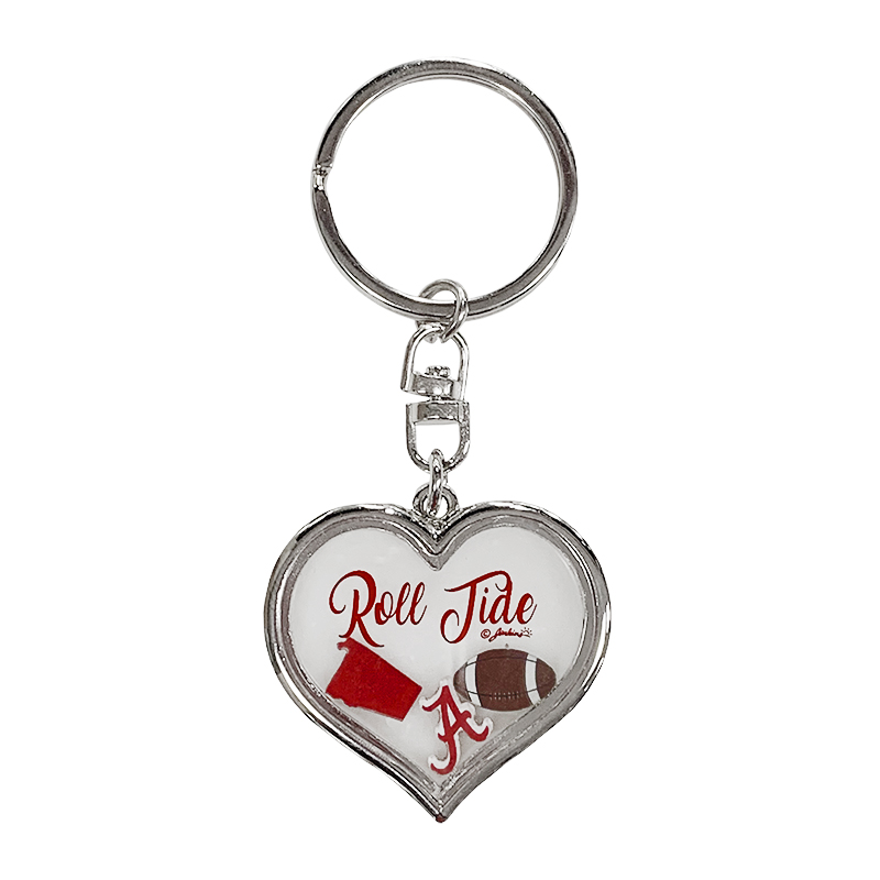 University Of Alabama Keychain Heart With Floater Charms