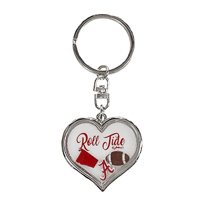 University Of Alabama Keychain Heart With Floater Charms