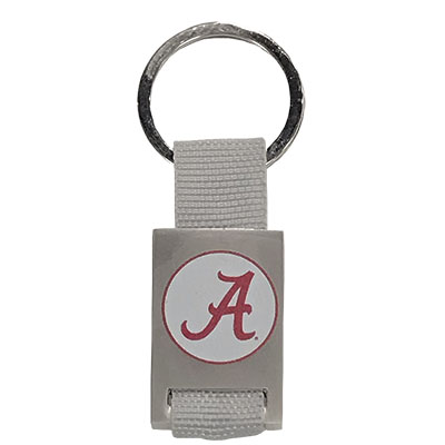 Alabama Fabric Strap Metal Key Tag