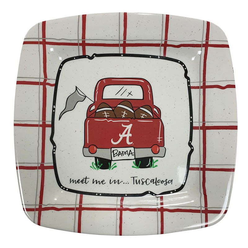 Alabama Truck With Footballs Melamine Square Platter