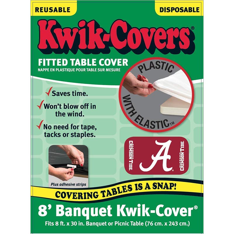 Kwik Cover Fitted Plastic Table Cover With Elastic