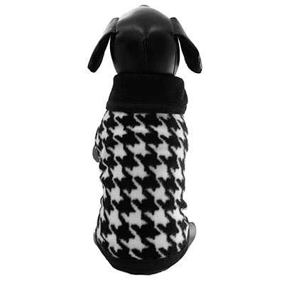 Reversible Polar Houndstooth Fleece Dog Coat