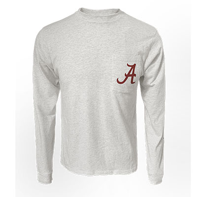 VAULT LOGO ALL AMERICAN UNIVERSITY OF ALABAMA LONG SLEEVE POCKET T-SHIRT