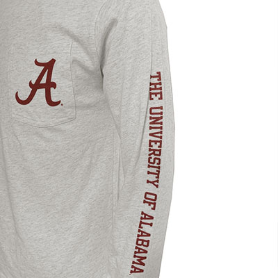 VAULT LOGO ALL AMERICAN UNIVERSITY OF ALABAMA LONG SLEEVE POCKET T-SHIRT