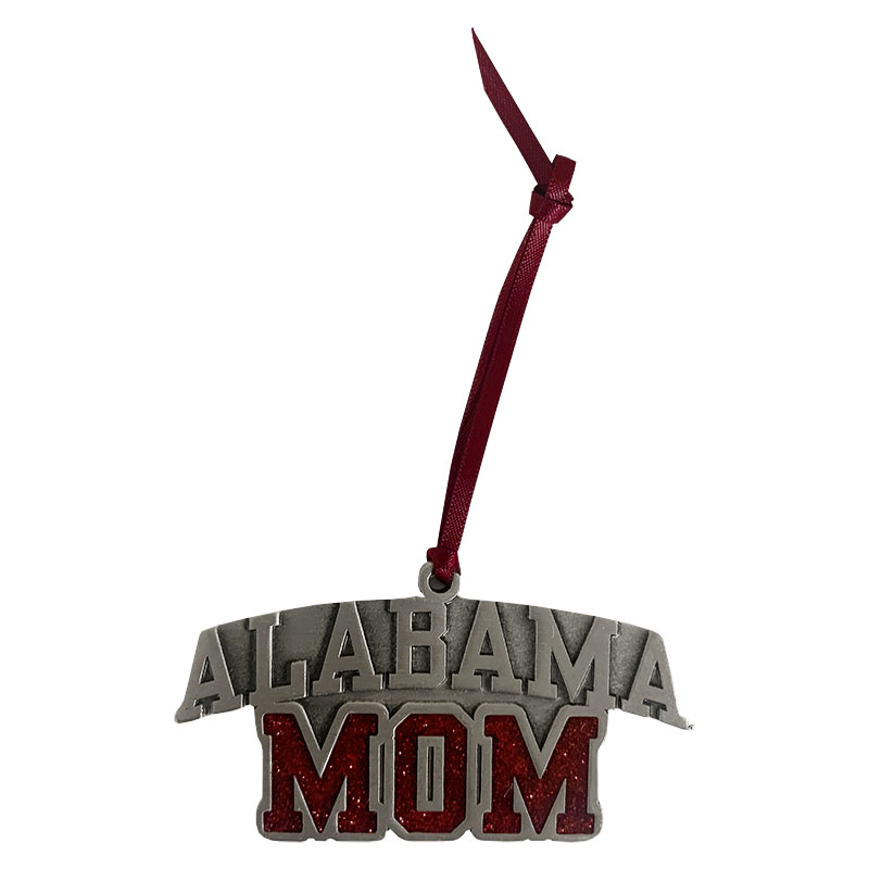 Alabama Pewter Two Sided Mom Ornament With Circle Logo On Back