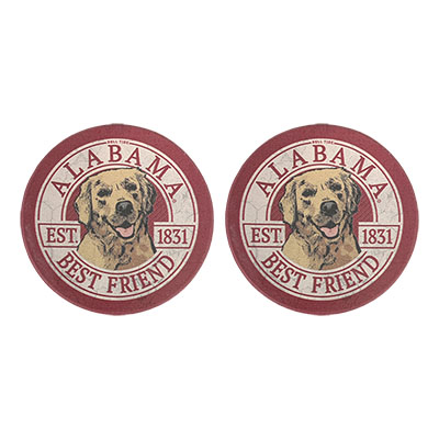 Alabama Dog Best Friend Ceramic Car Coaster Set Of 2