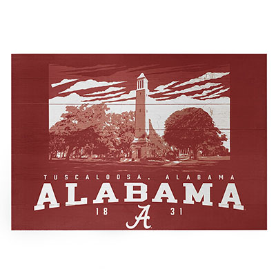 Alabama Campus Poster Showcase Wood Plank Sign