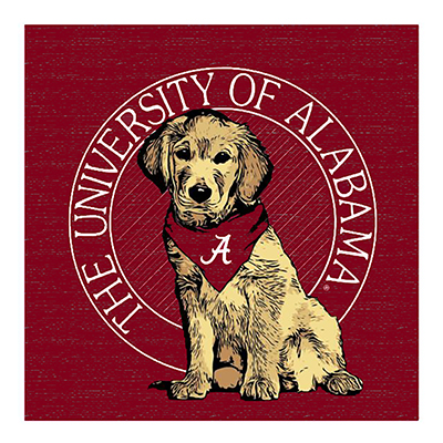 University Of Alabama Dog Square Wood Block