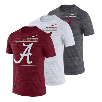 Alabama Crimson Tide Script A Dri-Fit Velocity Short Sleeve Sideline T-Shirt