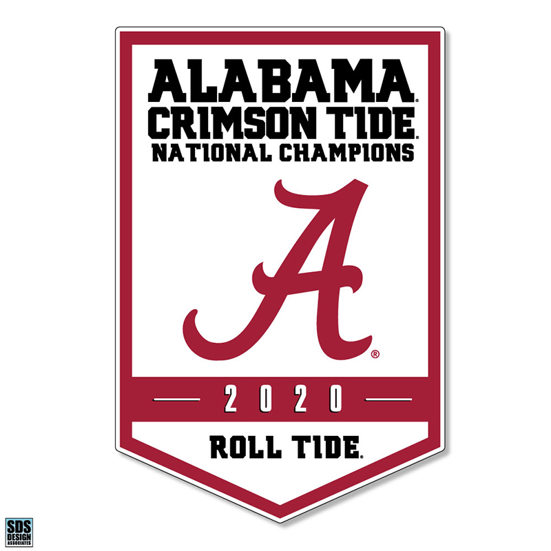 Alabama Crimson Tide 2020  National Champions Vertical Banner Vinyl Decal (SKU 13548605259)
