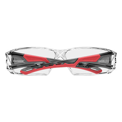 SAFETY GLASSES 3085 RED FRAME CLEAR CURVED LENS