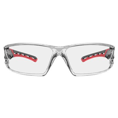SAFETY GLASSES 3085 RED FRAME CLEAR CURVED LENS