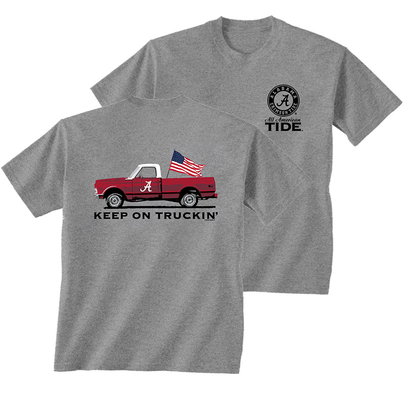 Alabama Script A All American Truck With Flag T-Shirt