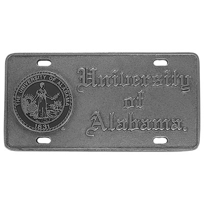 University Of Alabama Pewter License Plate With Seal
