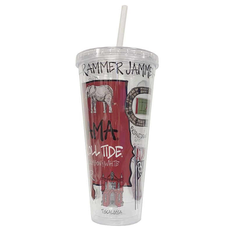 Alabama Rammer Jammer Tumbler With Lid And Straw (SKU 1358111472)