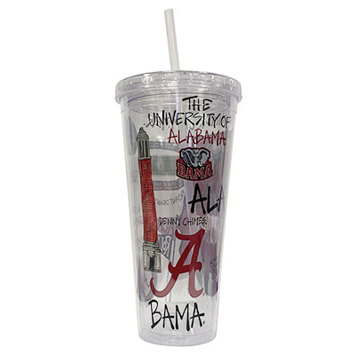 ALABAMA RAMMER JAMMER TUMBLER WITH LID AND STRAW