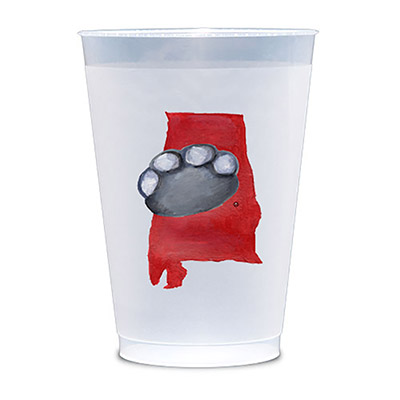 State Of Alabama Elephant Paw Print Plastic Cup Set Of 10
