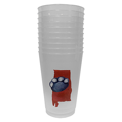 STATE OF ALABAMA ELEPHANT PAW PRINT PLASTIC CUP SET OF 10