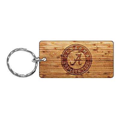 Alabama Circle Logo Wood Rectangle Keychain