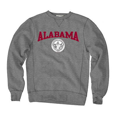 Alabama Over Seal Vault Logo Sanded Fleece Crew Sweatshirt