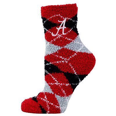 Alabama Script A Argyle Fuzzy Socks