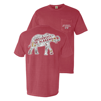 University Of Alabama Doodle Elephant Pocket T-Shirt
