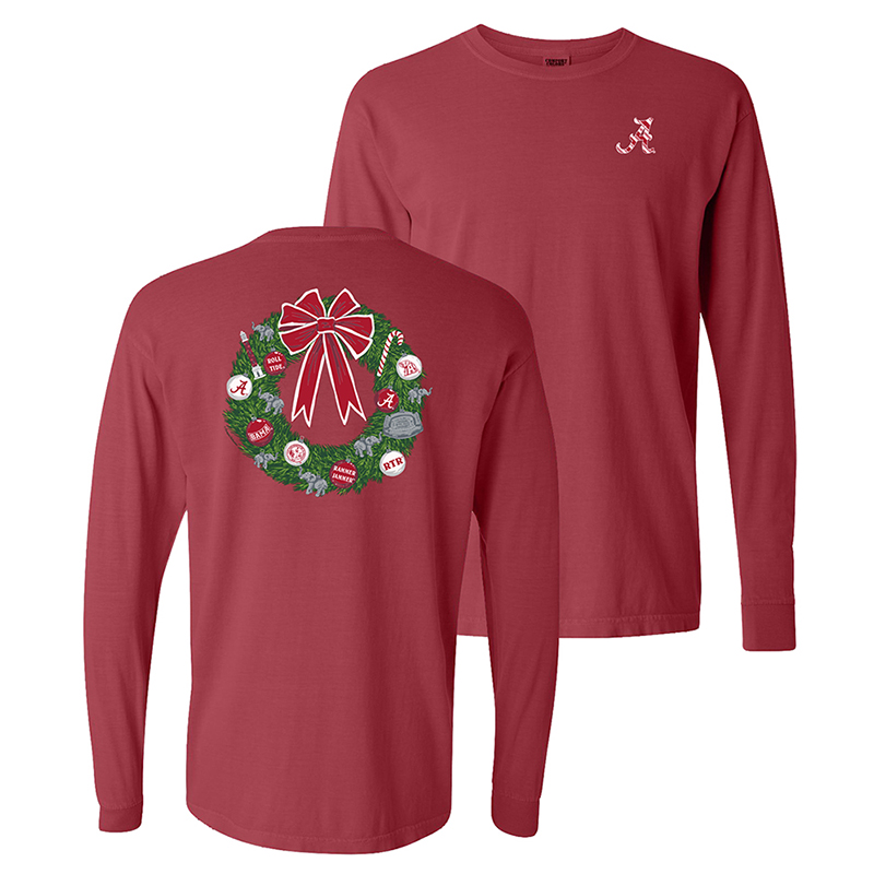 Alabama Script A Icon Wreath Long Sleeve T-Shirt (SKU 13612658100)