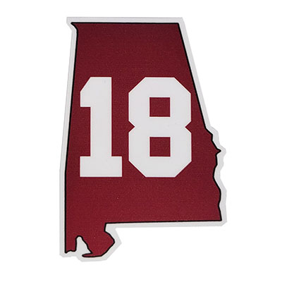 ALABAMA STATE DECAL WITH 18