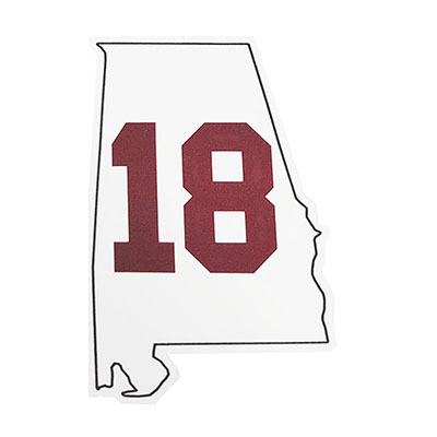 ALABAMA STATE DECAL WITH 18