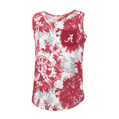Alabama Tie-Dye Script A Pocket Reappearing Ink Tank Top