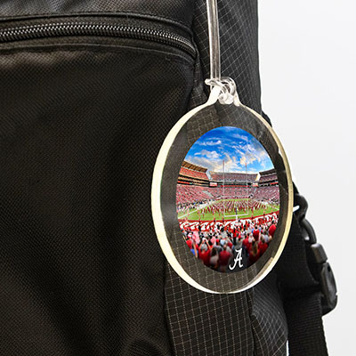 ALABAMA BRYANT DENNY MDB FIELD ACRYLIC BAG TAG OR ORNAMENT