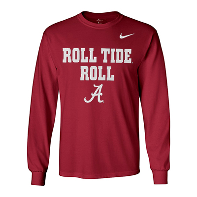 Alabama Script A Roll Tide Roll Football Mantra Long Sleeve T-Shirt