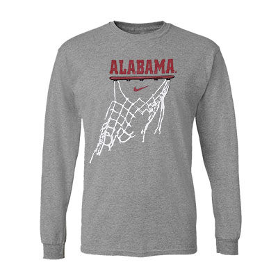 Alabama Wordmark Over Basketball Rim Core Cotton Long Sleeve T-Shirt