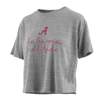 ALABAMA CRIMSON TIDE SCRIPT A KNOBI WAIST LENGTH SHIRT