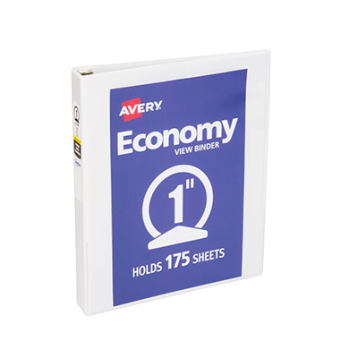 Binder 1" White Economy View Round Ring