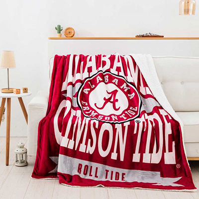 Alabama Fanfare Silk Touch Throw With Sherpa Reverse