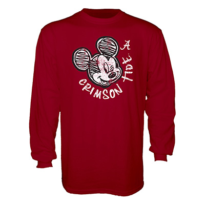 Alabama Crimson Tide Script A Disney Scribble Long Sleeve T-Shirt